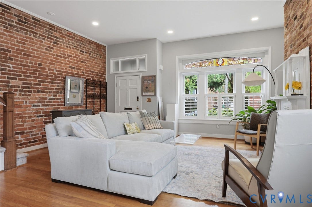 404 N Shields Avenue, Richmond, VA 23220 Exposed brick accent wall with recessed lighting