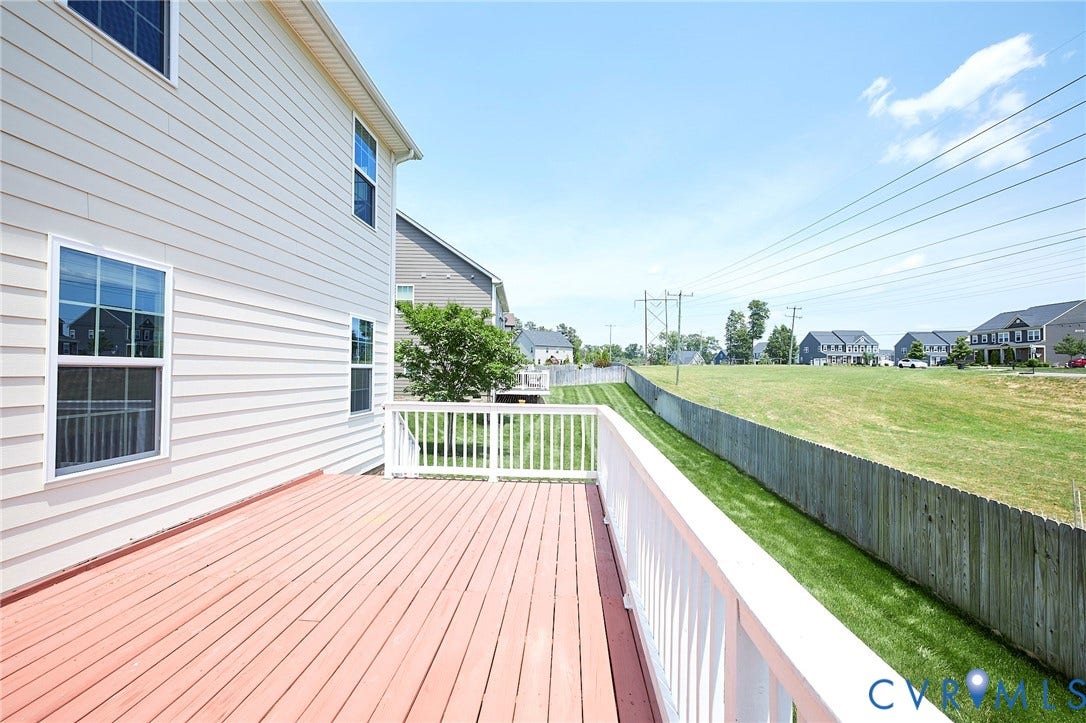 4535 Paxton Glen Court, 3W120, Glen Allen, VA 23059 Rear exterior deck featuring wood planking and white railing