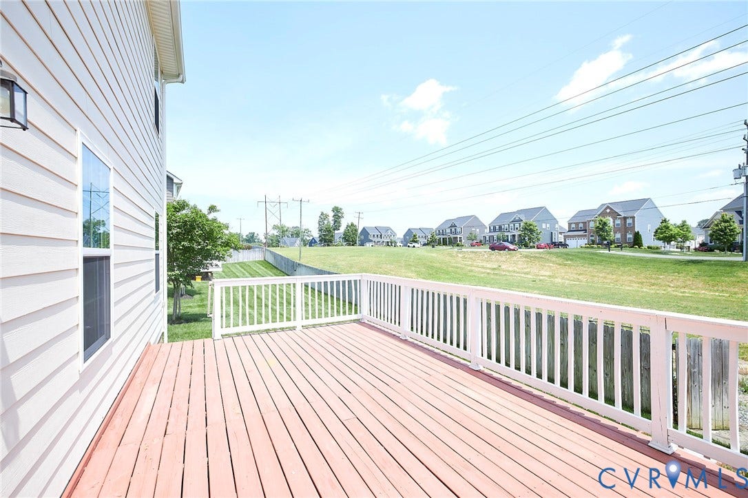4535 Paxton Glen Court, 3W120, Glen Allen, VA 23059 Outdoor deck with wood planks, white railing, and exterior wall siding