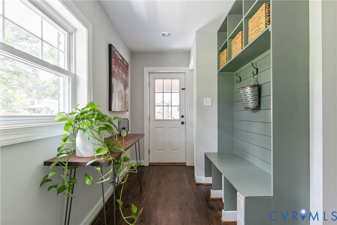 4549 Arrowhead Road, Stratford Hills, Richmond, VA 23235 The mudroom drop zone leads directly to the covered driveway.