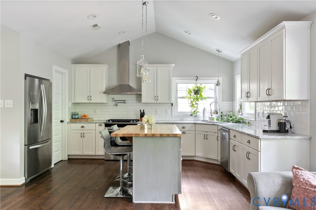 4549 Arrowhead Road, Stratford Hills, Richmond, VA 23235 The fully renovated kitchen offers a tile backsplash, marble counters and soft-close cabinetry (in the bathrooms too!)