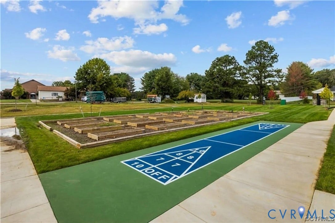 10508 Goosecross Way, Stag's Leap/ Stag's Trail, Hanover, VA 23116 Outdoor shuffleboard court with distinct blue and white markings