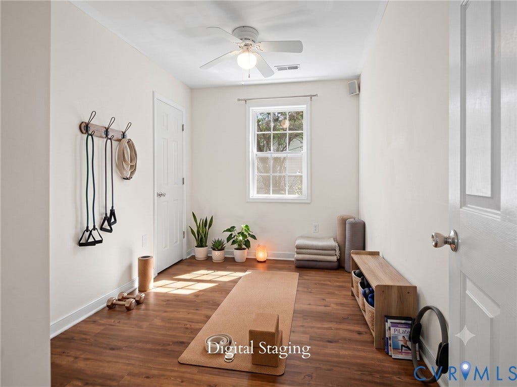 6219 Monument Avenue, St. Mary's Area, Richmond, VA 23226 Digital Staging. Guest cottage bedroom.