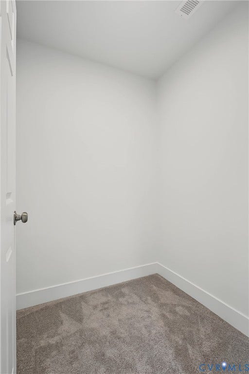 Dedicated closet space featuring neutral wall finishes, clean white trim detailing, and plush carpeting throughout