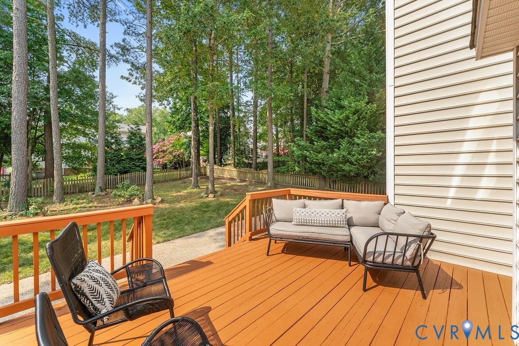 5316 Lemoore Drive, Glen Allen, VA 23059 Expansive wood deck with a natural wood finish
