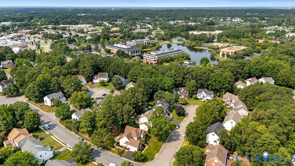 5316 Lemoore Drive, Glen Allen, VA 23059 Aerial perspective showcasing a residential neighborhood with tree-lined streets