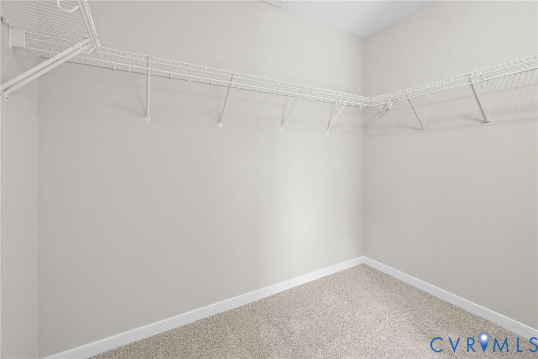 5025 Alberta Mews, Chesterfield, VA 23832 Spacious closet featuring light-toned carpeting and white wire shelving