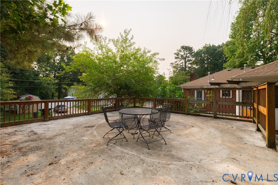 704 Forestview Drive, Colonial Heights, VA 23834 Spacious outdoor deck featuring wooden railings and a partially covered area