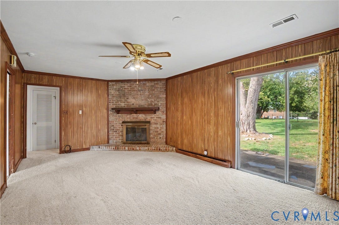 3600 Bathgate Road, Richmond, VA 23234 Great room with fireplace and sliding doors to patio