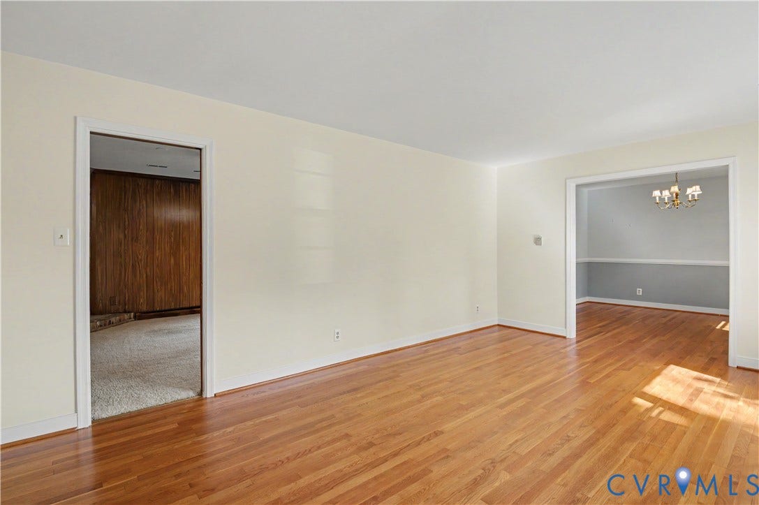 3600 Bathgate Road, Richmond, VA 23234 View from front living room to family room on left and dining room on right
