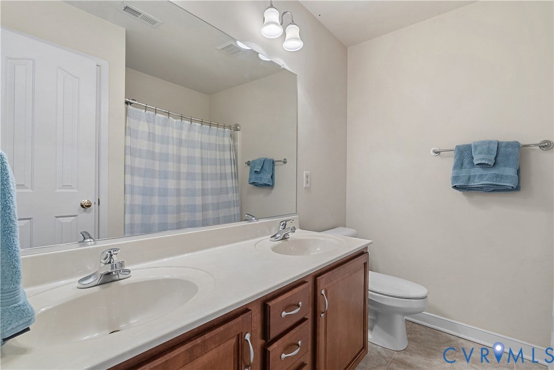 5009 Sadler Place Terrace, Glen Allen, VA 23060 Full bathroom in hallway with double vanity, shower, and bath tub