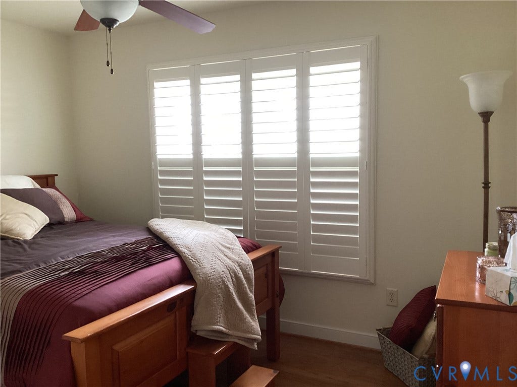 11611 Hillside Road, Chester, VA 23831 Bedroom 3 is nice and cozy with custom shutters
