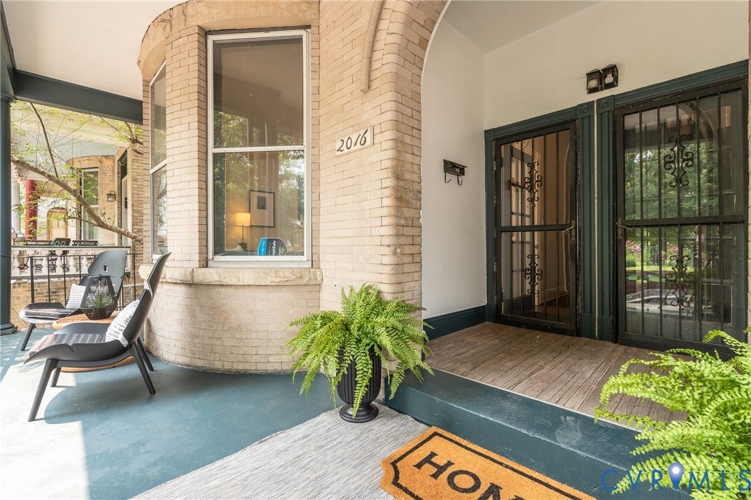 2016 Princess Anne Avenue, Union Hill, Richmond, VA 23223 Inviting covered porch featuring a painted concrete floor and wood entry.