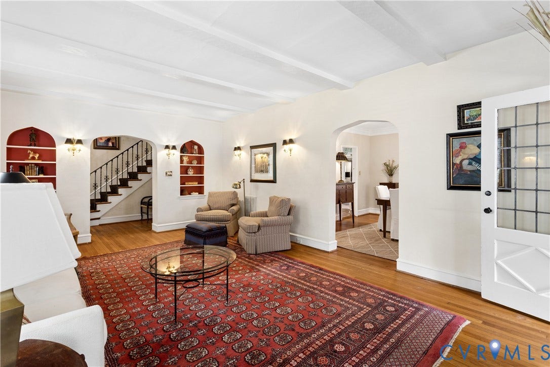 Arched doors, built in shelving.