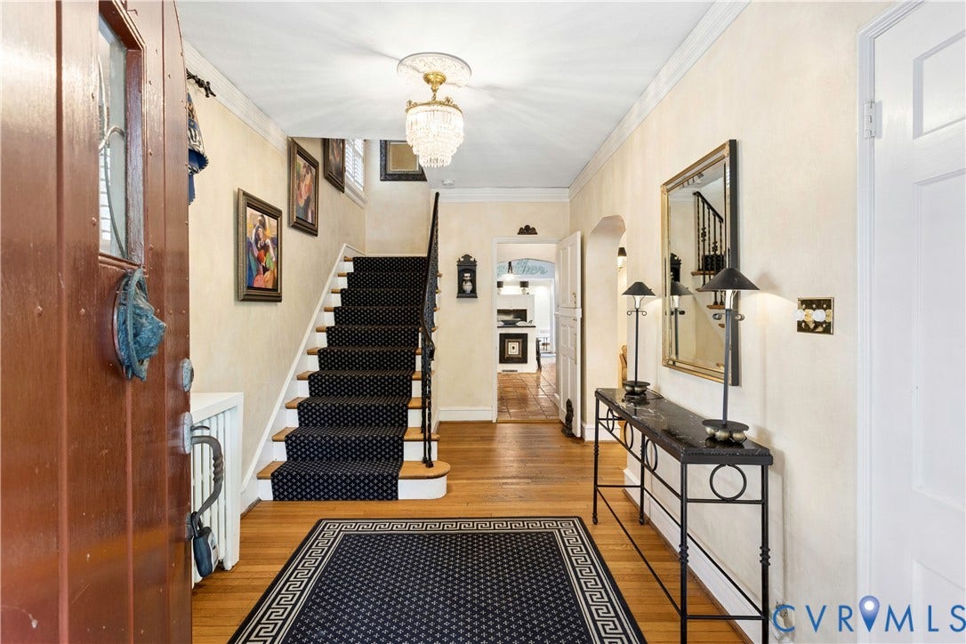 Oak floors, coat closet