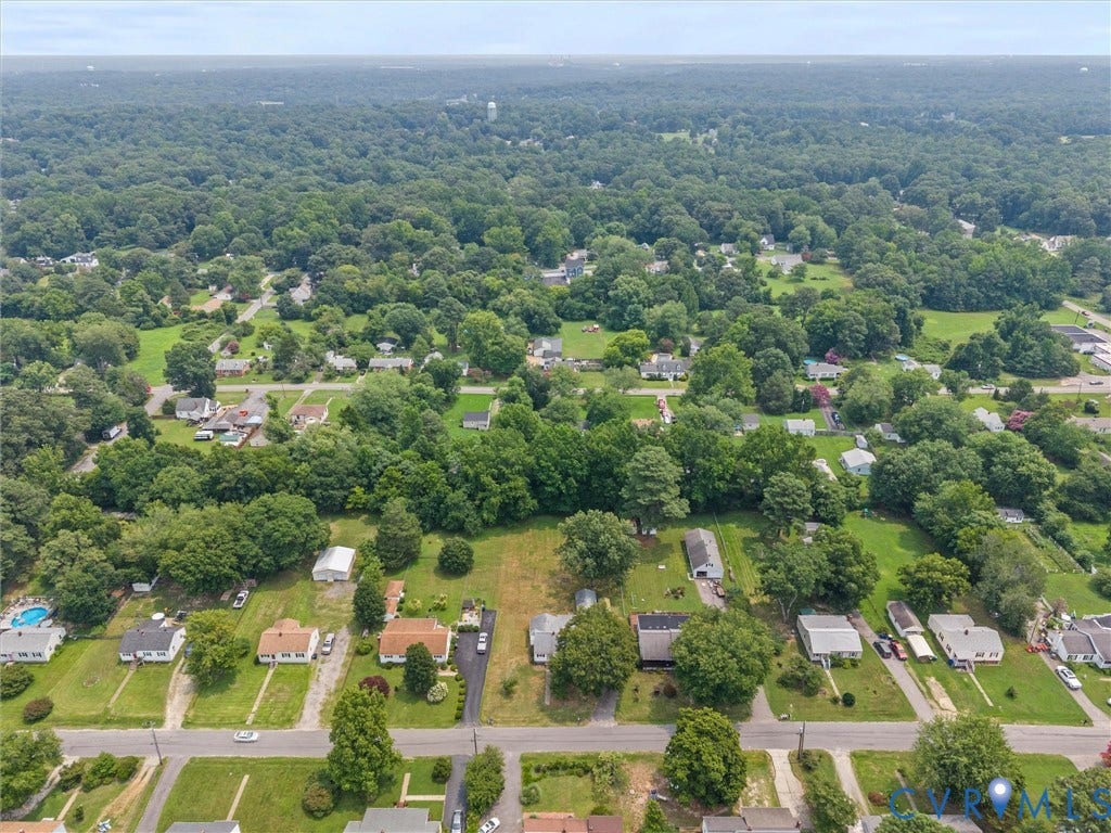 9633 Shamrock Drive, Centralia Gardens/Salem Woods, Chesterfield, VA 23237 Expansive aerial perspective showcasing a residential area with abundant mature trees and verdant landscaping