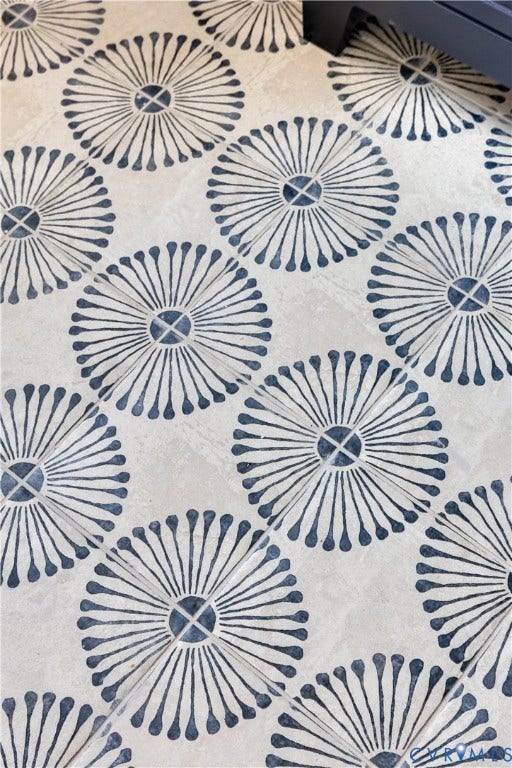 3512 Fendall Avenue, Edgewood, Richmond, VA 23222 Patterned tile flooring featuring a repeated circular motif in contrasting tones