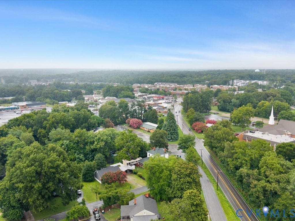 12230 Harrowgate Road, Chesterfield, VA 23831 Aerial perspective featuring a tree-lined street and surrounding residential areas