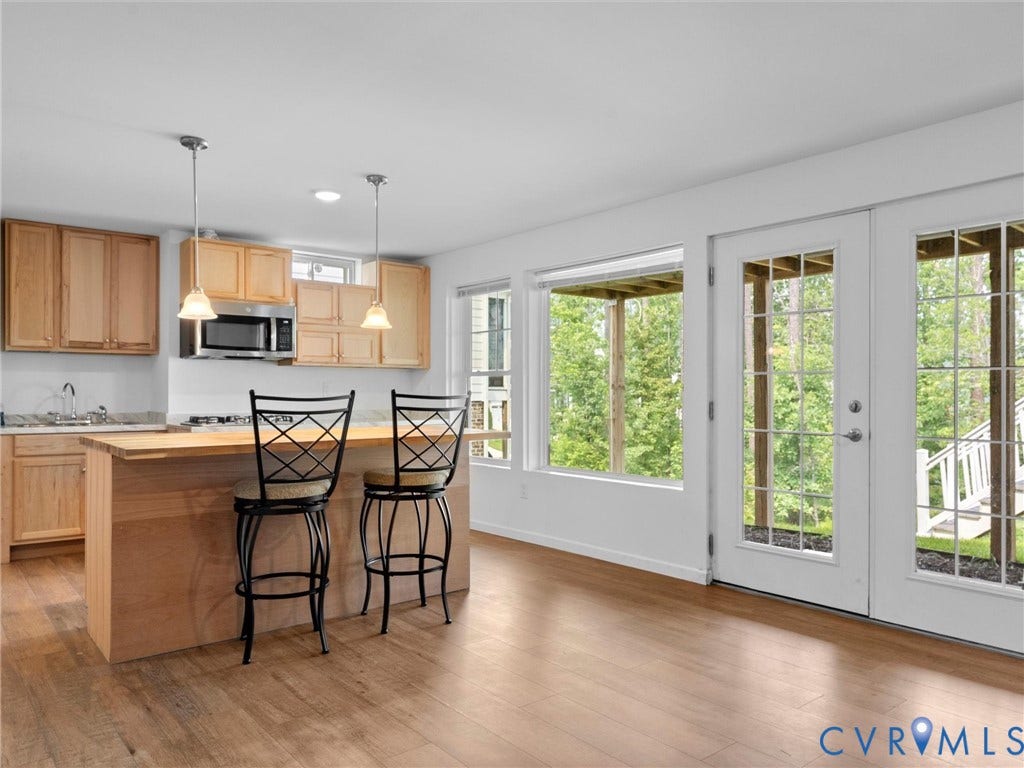 6642 Stonewolf Court, Moseley, VA 23120 Kitchenette on basement level includes a spacious island and butcher board countertops