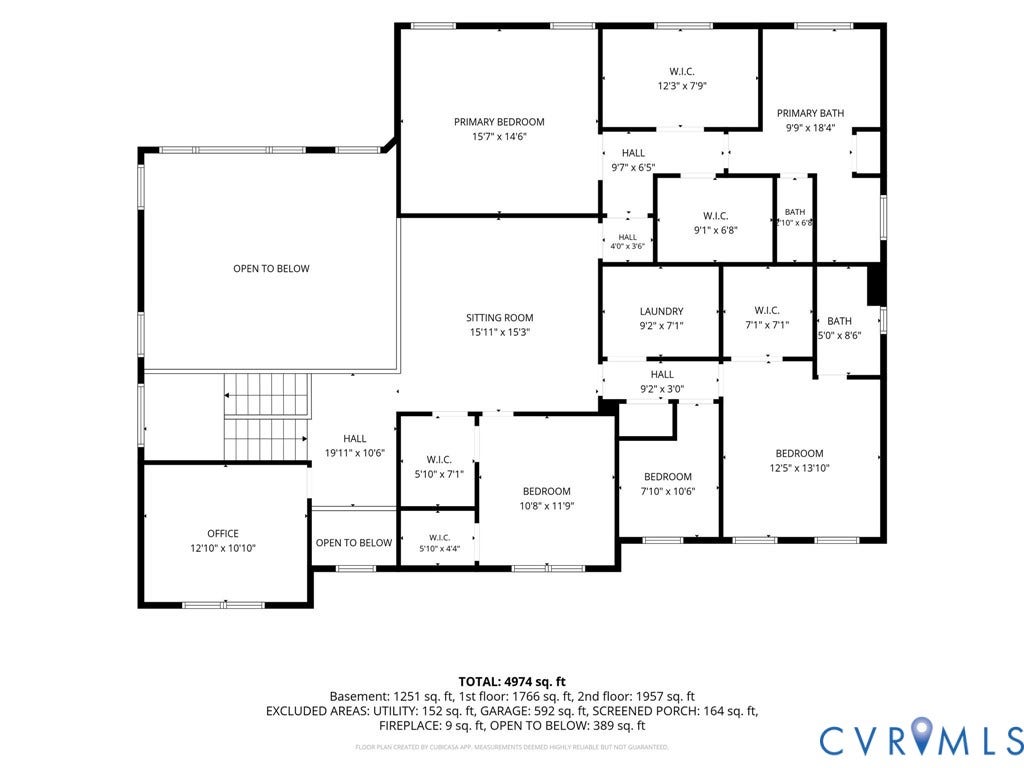 6642 Stonewolf Court, Moseley, VA 23120 2nd Floor plan - please note that the 5/10' x 7'1" WIC is actually a Hall Bathroom