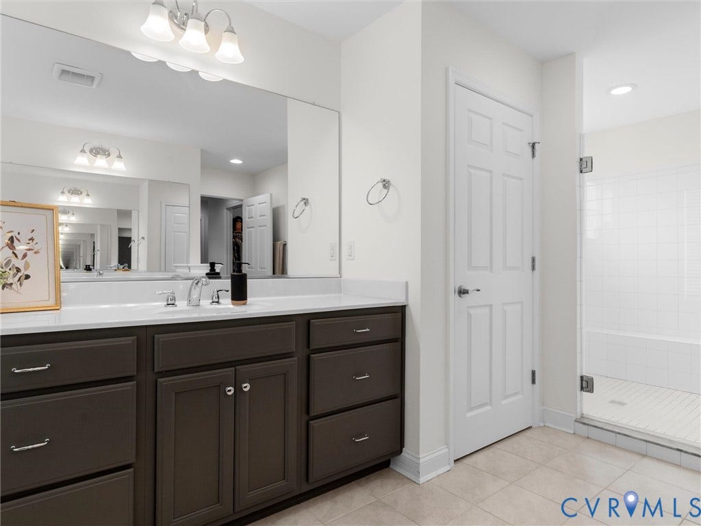 6642 Stonewolf Court, Moseley, VA 23120 His and Her Vanities complete the Spa Primary Bathroom