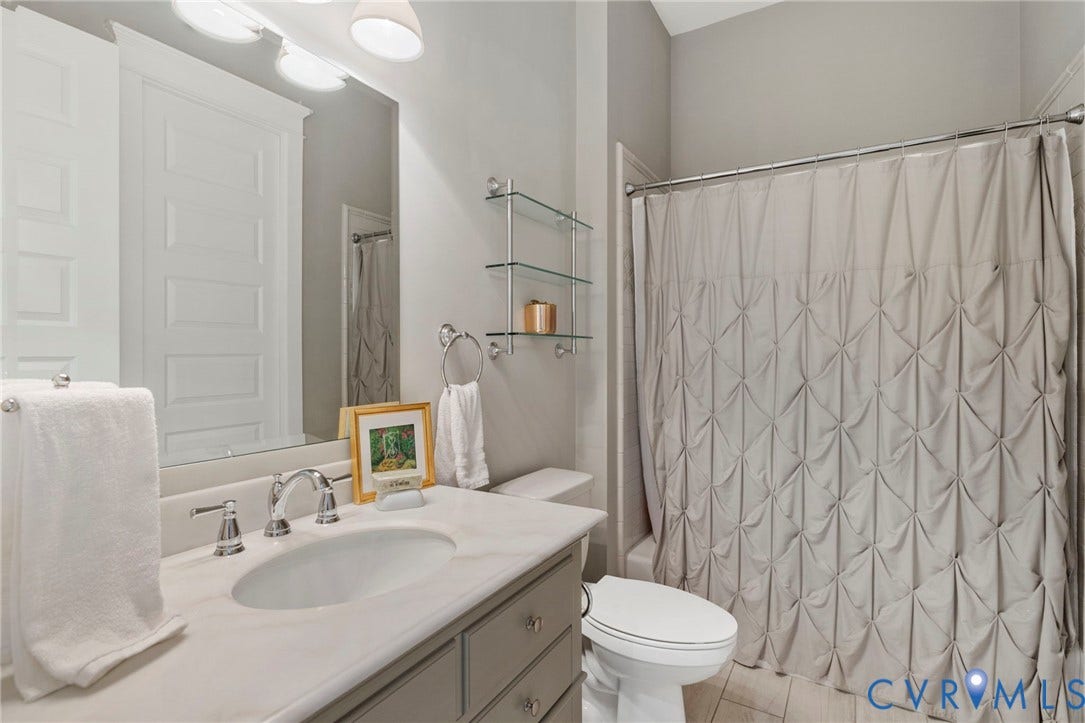 1925 Muswell Court, Hallsley, Midlothian, VA 23112 Bathroom featuring a single vanity with a light-toned countertop, an undermount sink, and chrome fixtures