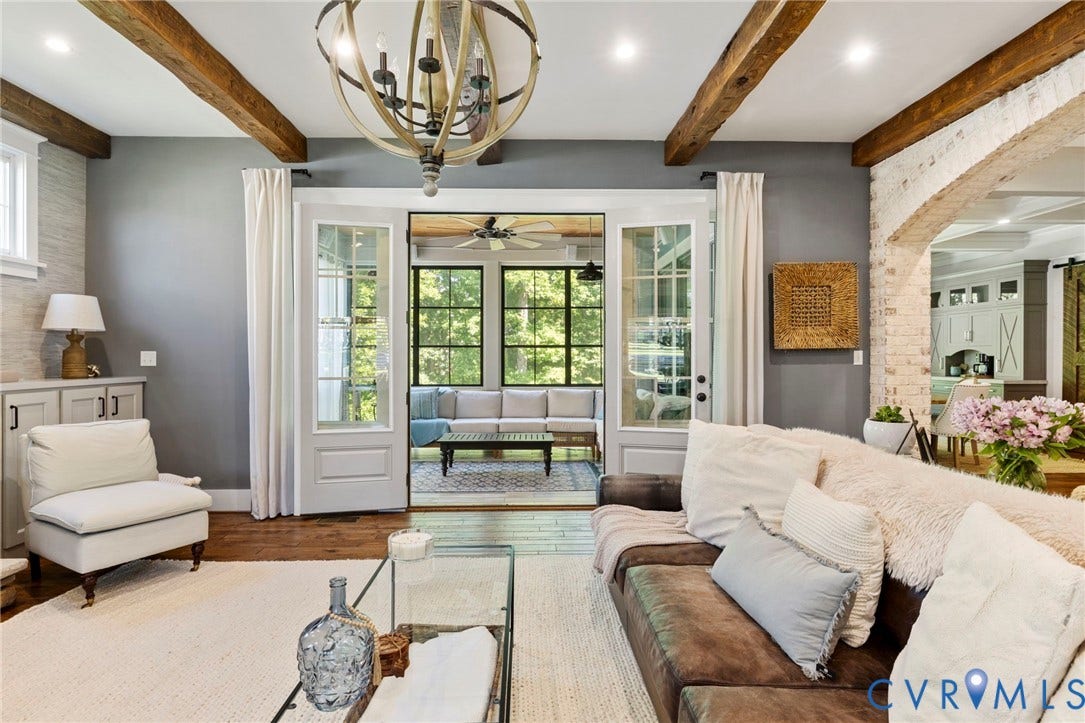 1925 Muswell Court, Hallsley, Midlothian, VA 23112 Living area featuring exposed wood beams and recessed lighting