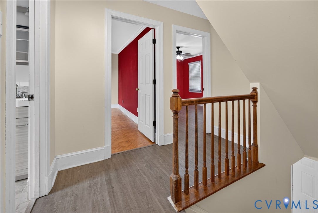 8436 Sir Lionel Place, Kingsland Wood, Ampthill, VA 23237 Wood-finish flooring with neutral wall paint and white trim