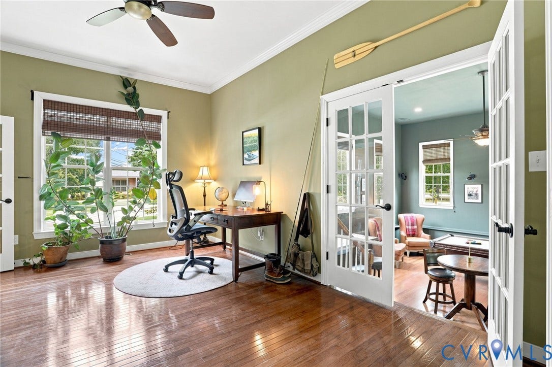 3655 Stone Harbor Drive, Midlothian, VA 23113 Warm wood-finish flooring complements the neutral wall color in this versatile room