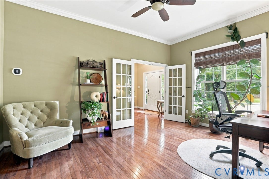 3655 Stone Harbor Drive, Midlothian, VA 23113 Spacious interior room featuring rich wood-finish flooring and crown molding