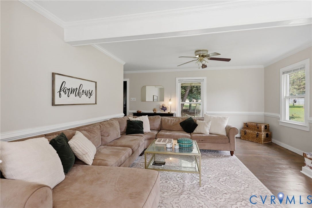 1669 Huguenot Trail, Eastern Powhatan, Powhatan, VA 23139 Wide Plank Hardwood, Wood Panel Accent w/ Crown Molding & Chair Rail