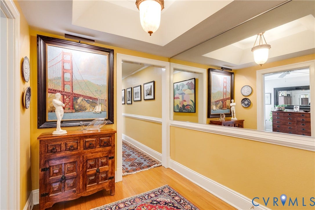3006 Monument Avenue, #U2W, Museum District, Richmond, VA 23221 Entryway featuring wood-finish flooring and a coffered ceiling