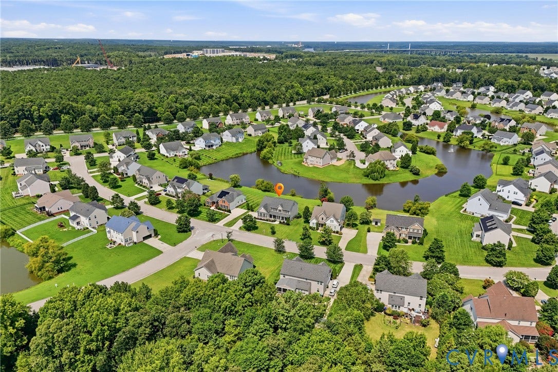 1819 White Mountain Drive, Mount Blanco On The James, Chester, VA 23836 Residential neighborhood with curvilinear streets and multiple water features