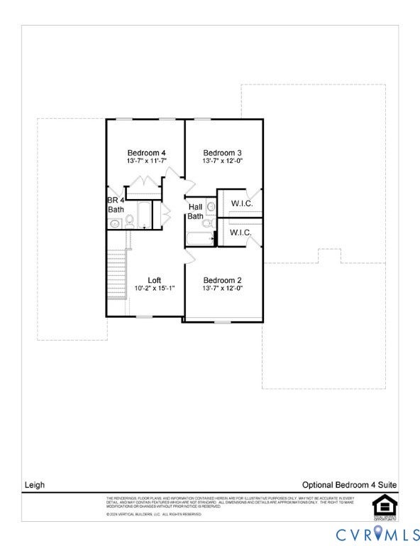 1383 Meadow Grove (Lot 6) Drive, Meadow Grove, Powhatan, VA 23139 2nd floor option - 4th bedroom suite