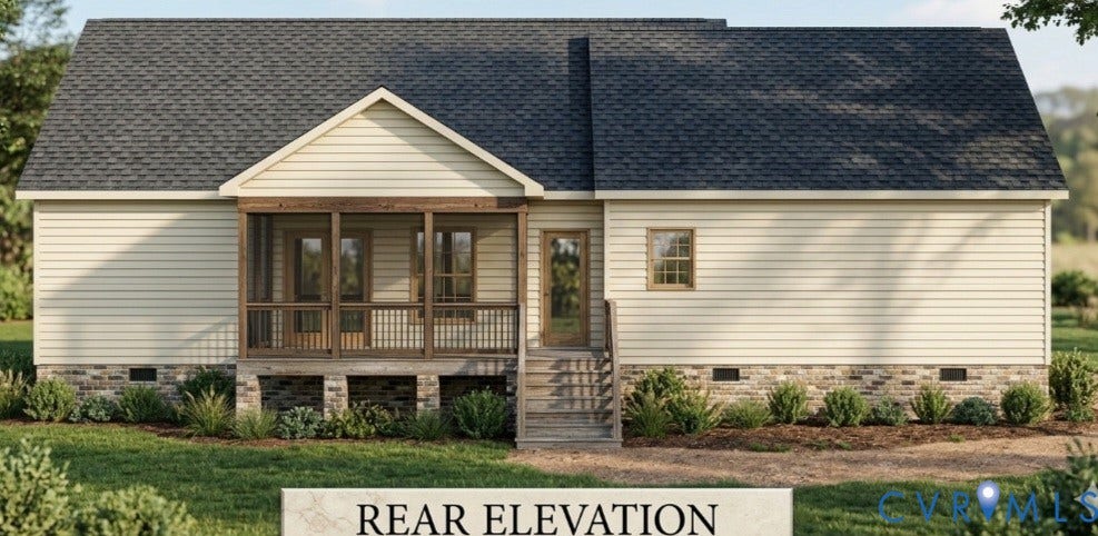 Rear exterior featuring a screened porch - AI created