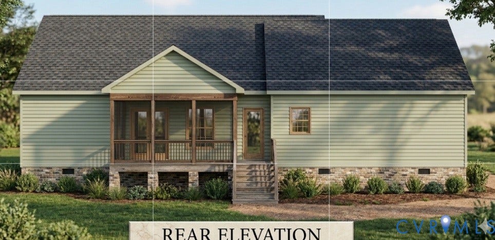 Rear elevation featuring screened porch- AI created