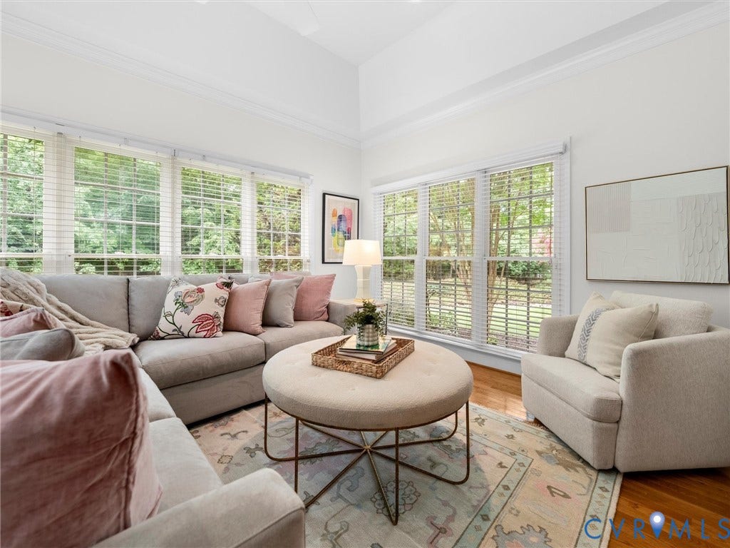 2214 Founders View Lane, Fb Golf Villas, Powhatan, VA 23113 Sunroom featuring abundant natural light, vaulted ceilings, crown molding,