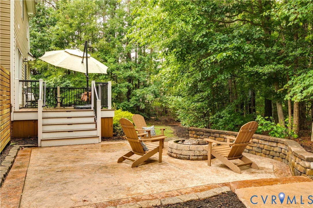 4907 Winding Branch Road, Moseley, VA 23120 Stamped concrete patio with fire pit