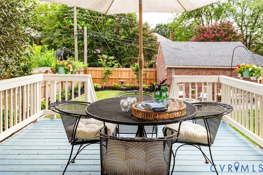 3912 Park Avenue, Malvern Gardens, Richmond, VA 23221 Expansive outdoor deck featuring fresh paint. Perfect for al fresco dining