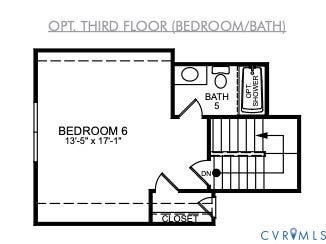 Optional third floor with bedroom & full ensuite bathroom selected for the home.