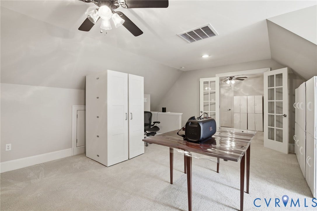 435 Shadow Creek Lane, Manakin Sabot, VA 23103 Carpeted room featuring a ceiling fan, recessed lighting, and white built-in cabinetry