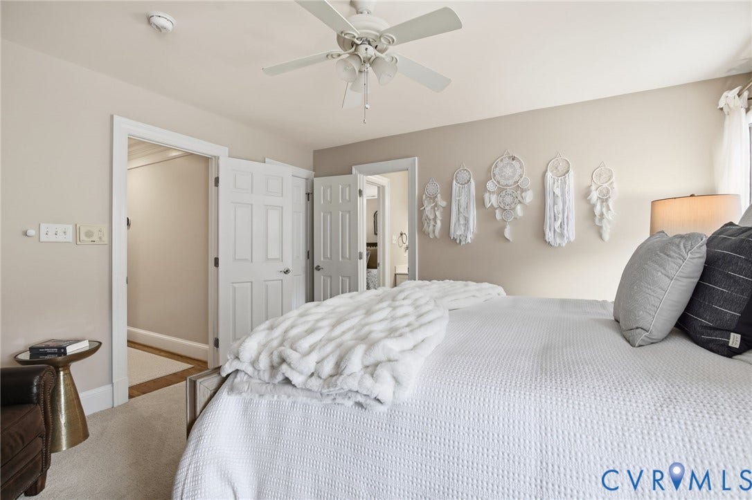 435 Shadow Creek Lane, Manakin Sabot, VA 23103 Bedroom featuring a ceiling fan, neutral wall paint, and white trim