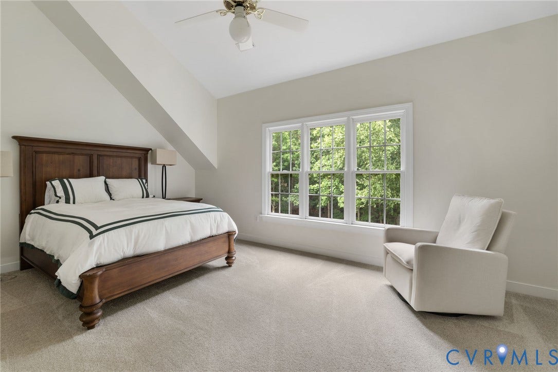 12305 Bradford Landing Way, Wyndham, Glen Allen, VA 23059 Vaulted ceiling with ceiling fan bedroom with closet