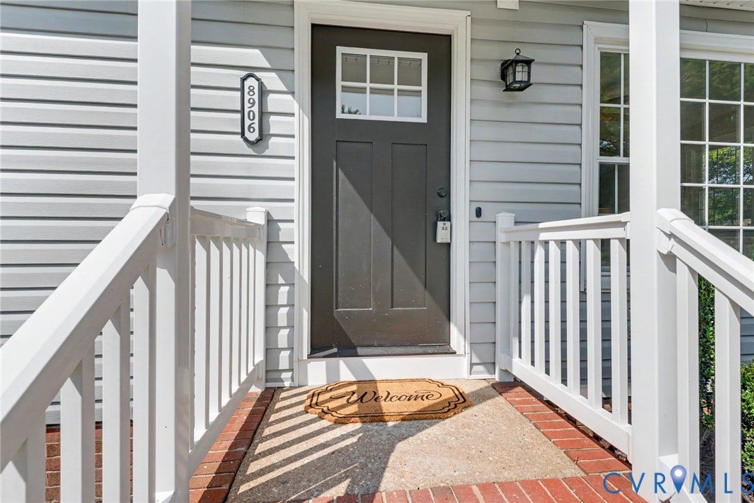 8906 Huntingcreek Place, Chesterfield, VA 23237 Entrance has covered front stoop porch with New Craftsman Style Front Door!