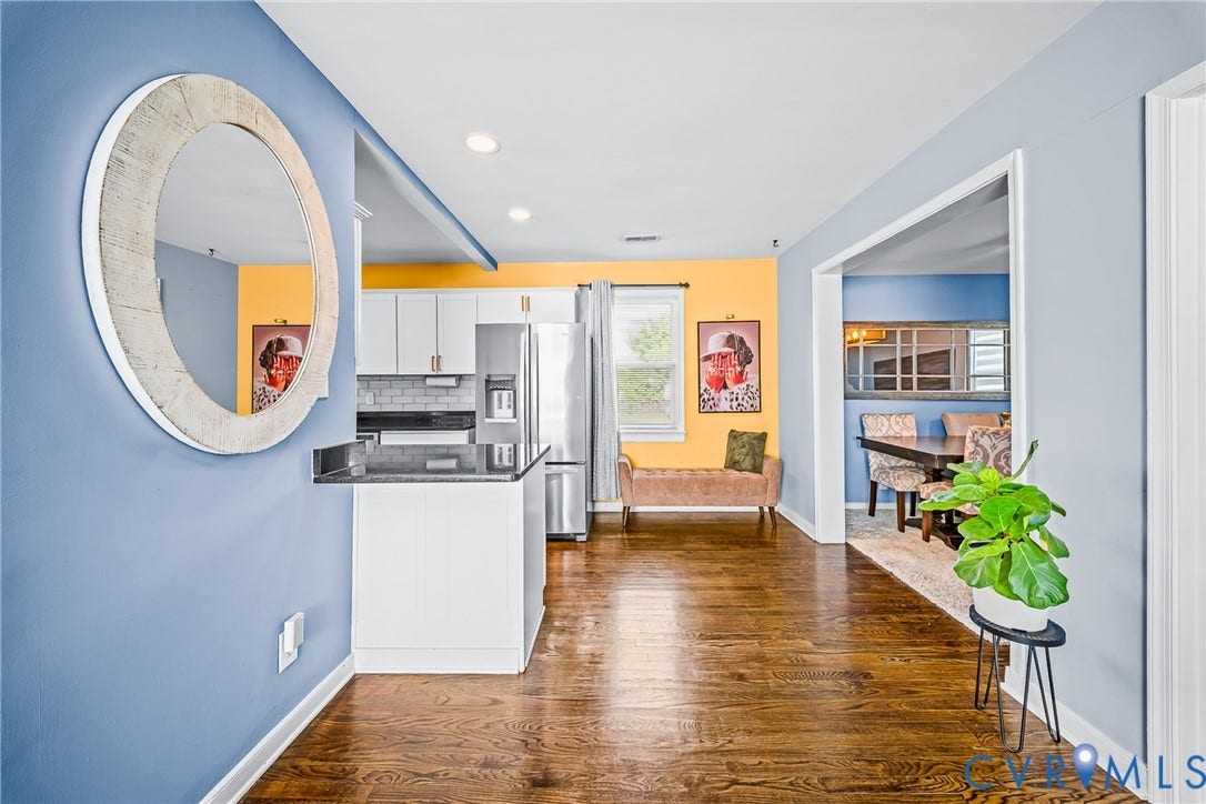 3304 Carlton Road, Henrico, VA 23223 Open-concept living space with dark wood flooring