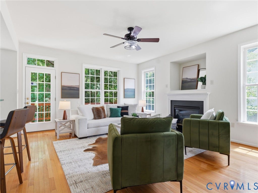 5707 Stephens Point Court, Chesterfield, VA 23831 Living Room with backdoor to rear private deck.