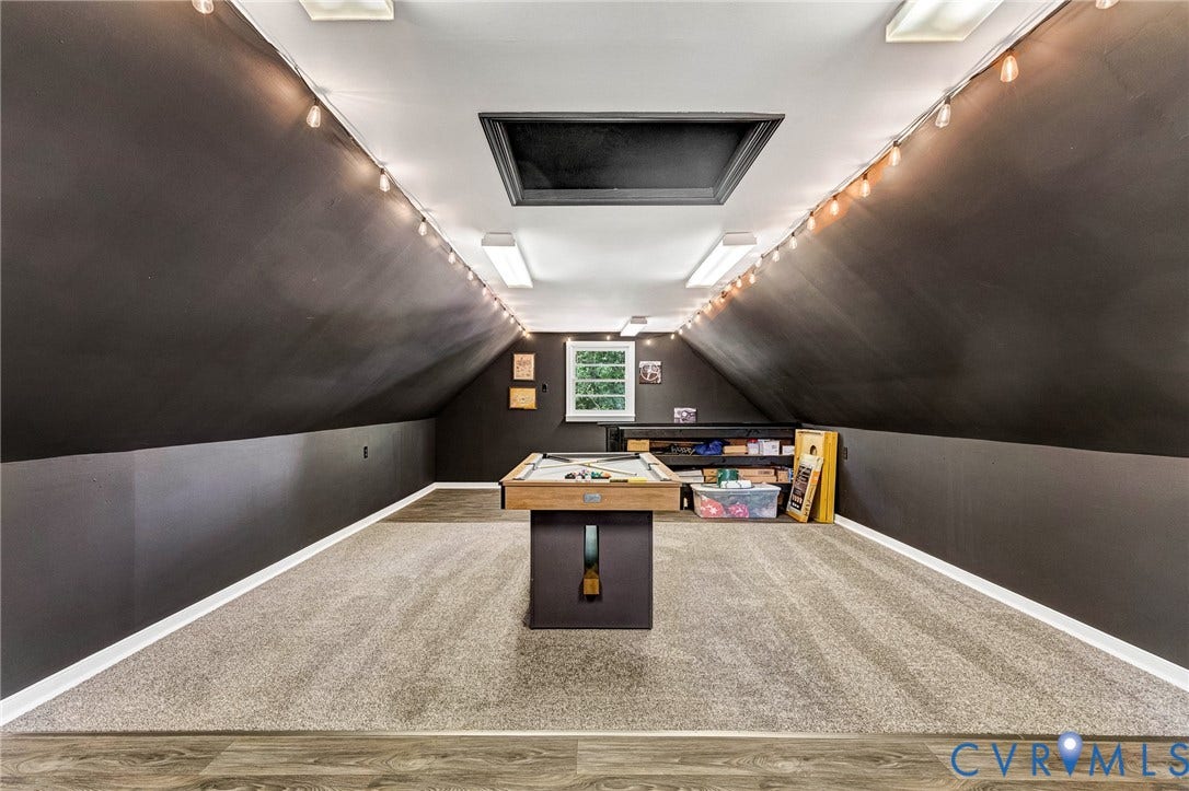 8800 Shewsbury Drive, New Kent, VA 23124 Versatile bonus room featuring sloped ceilings, recessed lighting, and a skylight