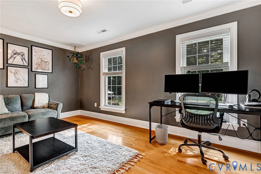 8800 Shewsbury Drive, New Kent, VA 23124 Hardwood flooring with crown molding and white trim