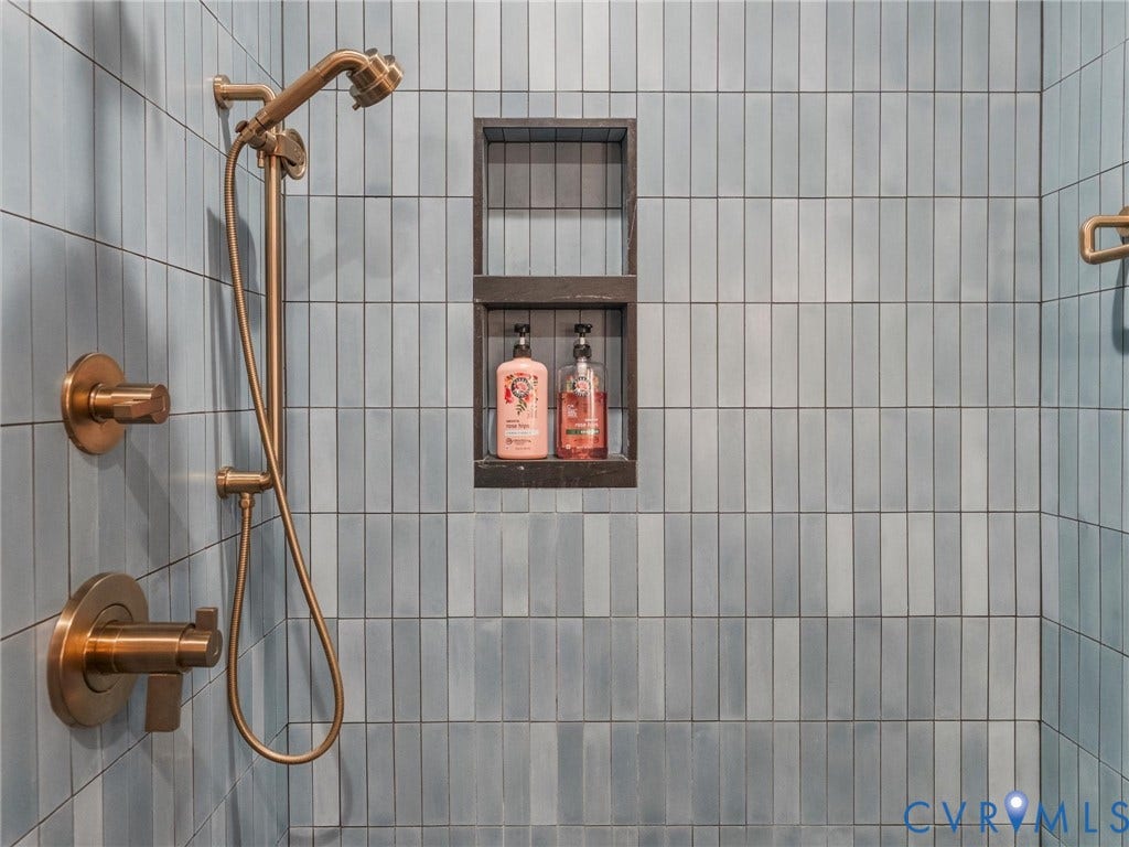 2242 Park Avenue, The Fan, Richmond, VA 23220 Large shower with custom tiles and Brizo fixtures