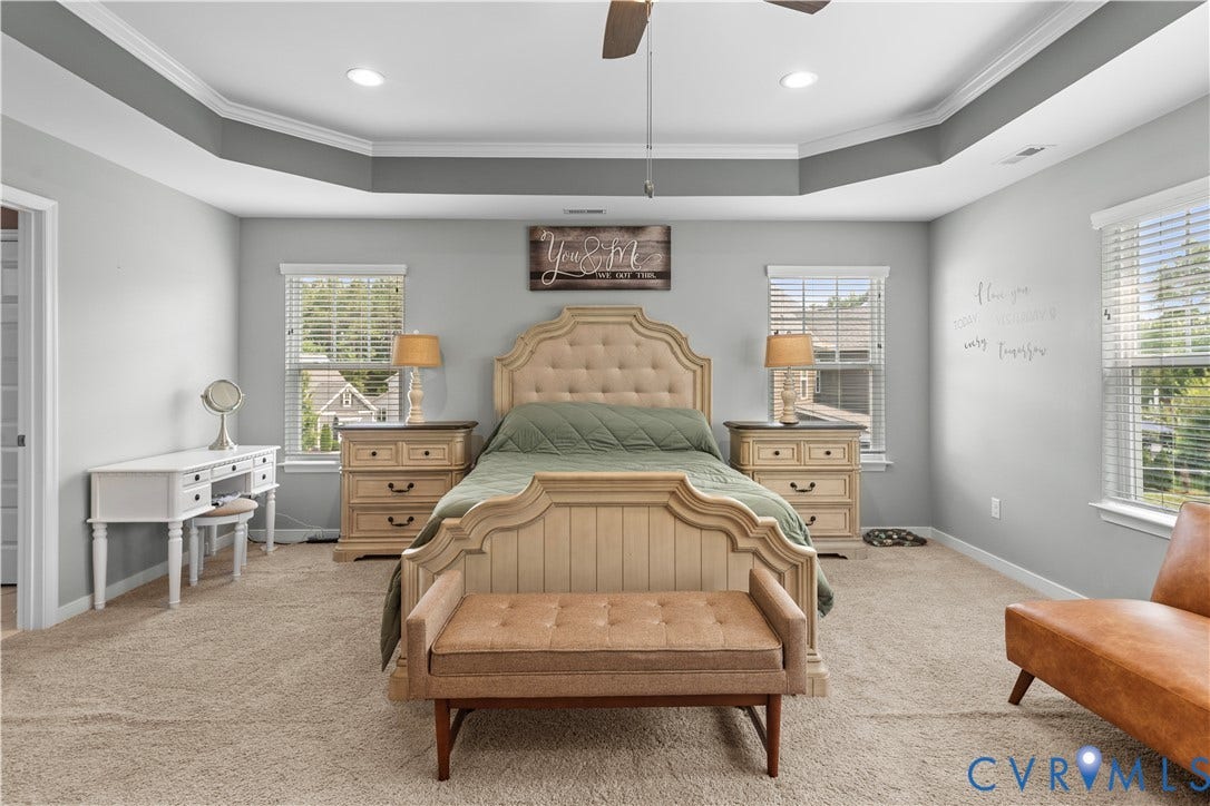 8800 Glen Royal Drive, Chesterfield, VA 23832 Tray ceiling with recessed lighting and crown molding